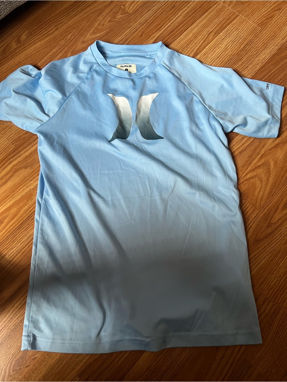 Hurley Sky Blue Logo Short Sleeve Rash Guard